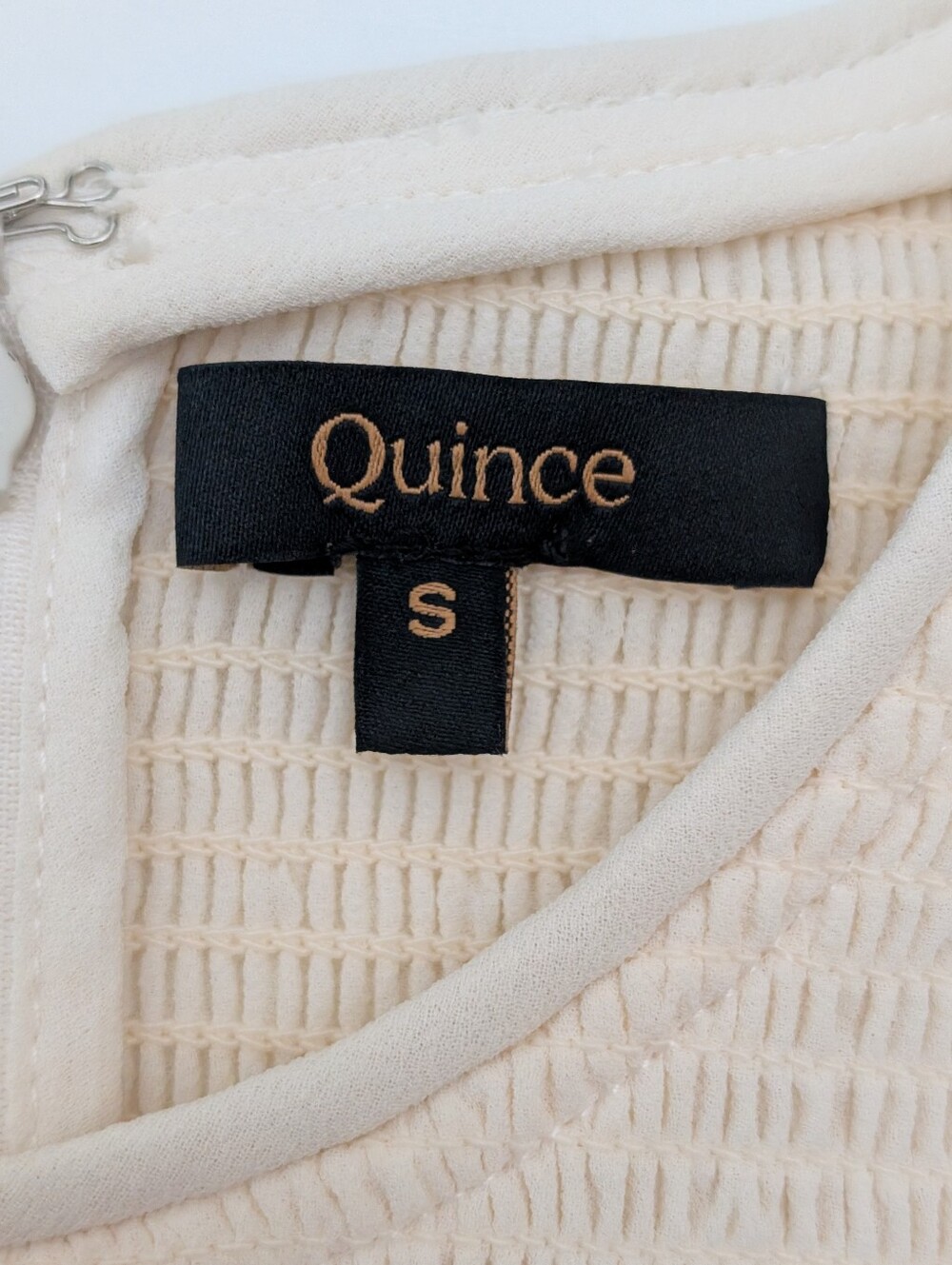 Quince Ivory Smocked Chiffon Blouse Size S Long Balloon Sleeve Cottage Old Money - Picture 2 of 12